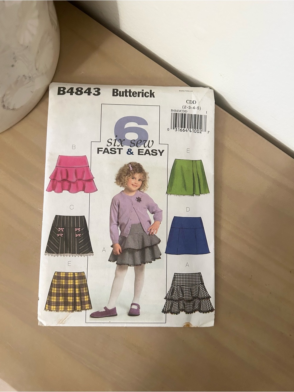Vintage Butterick B4843 Girls Fast & Easy Skirt Sewing Pattern